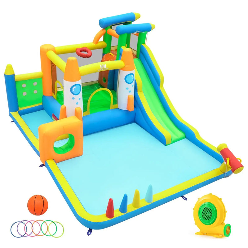 10-in-1 Inflatable Bounce House with Water Slide and Blower by DirectDeals