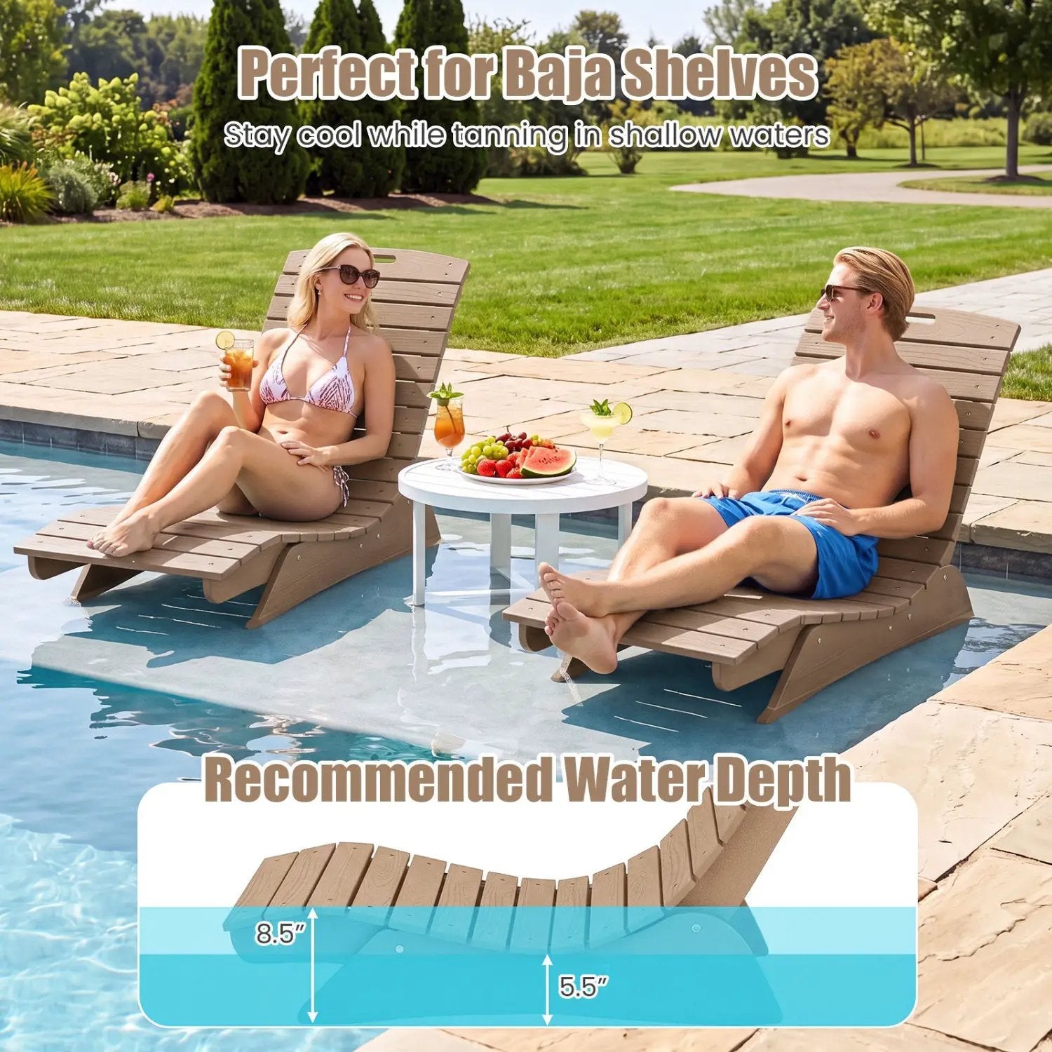 In-Pool Lounge Chair with Contoured Ergonomic Design by DirectDeals