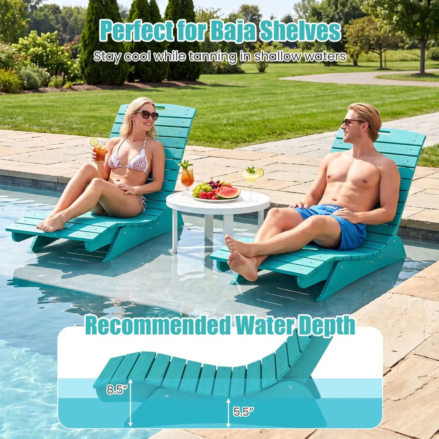 In-Pool Lounge Chair with Contoured Ergonomic Design by DirectDeals