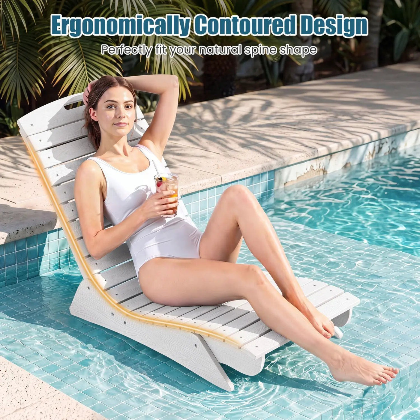 In-Pool Lounge Chair with Contoured Ergonomic Design by DirectDeals