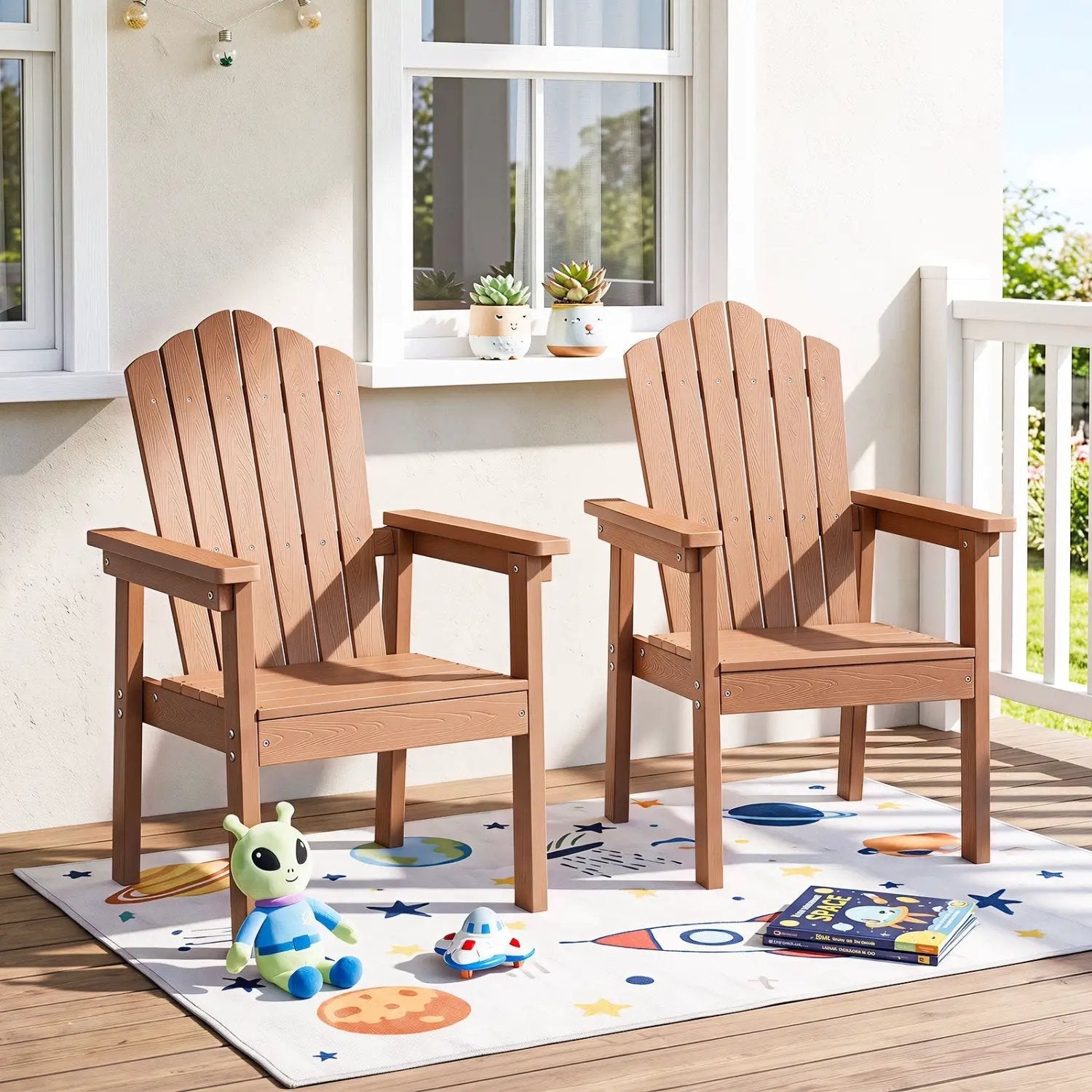 Adirondack Chair with High Backrest and Wide Armrests by DirectDeals