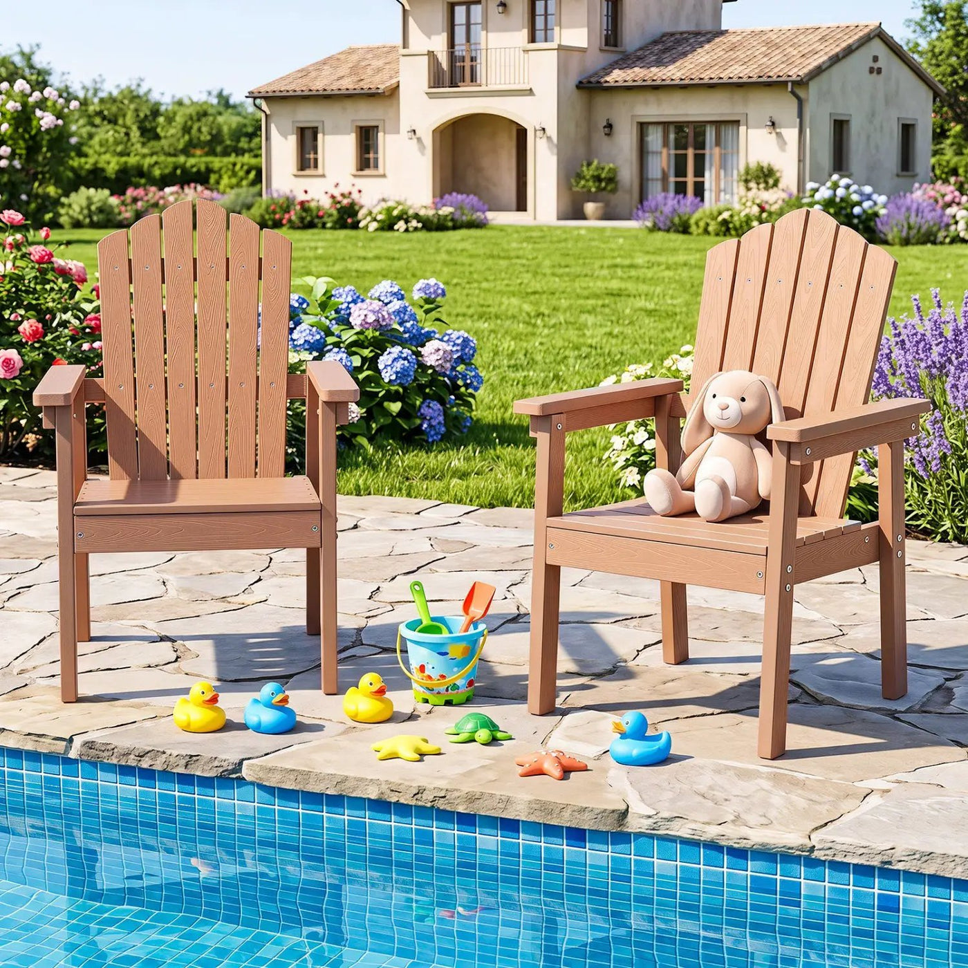 Adirondack Chair with High Backrest and Wide Armrests by DirectDeals