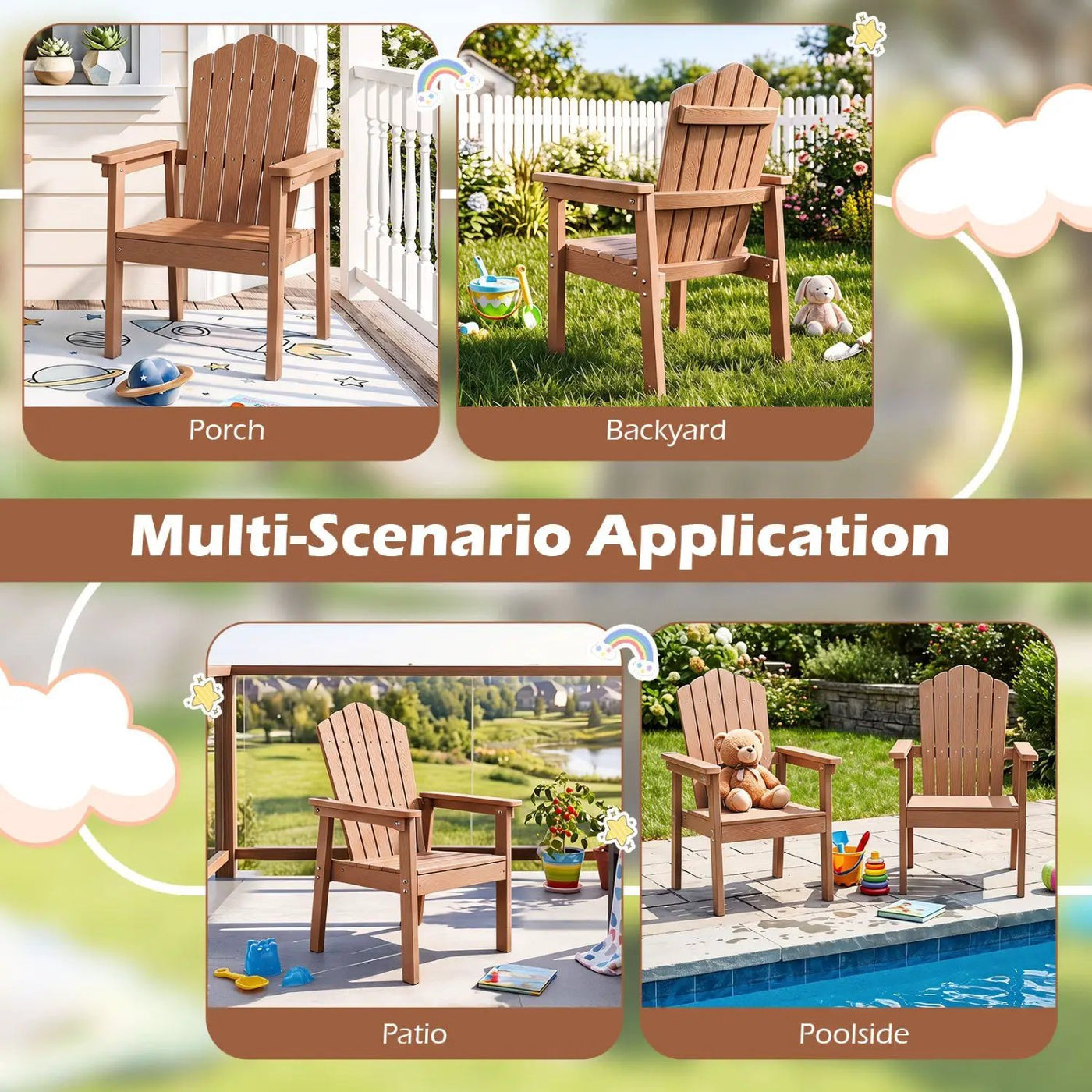 Adirondack Chair with High Backrest and Wide Armrests by DirectDeals