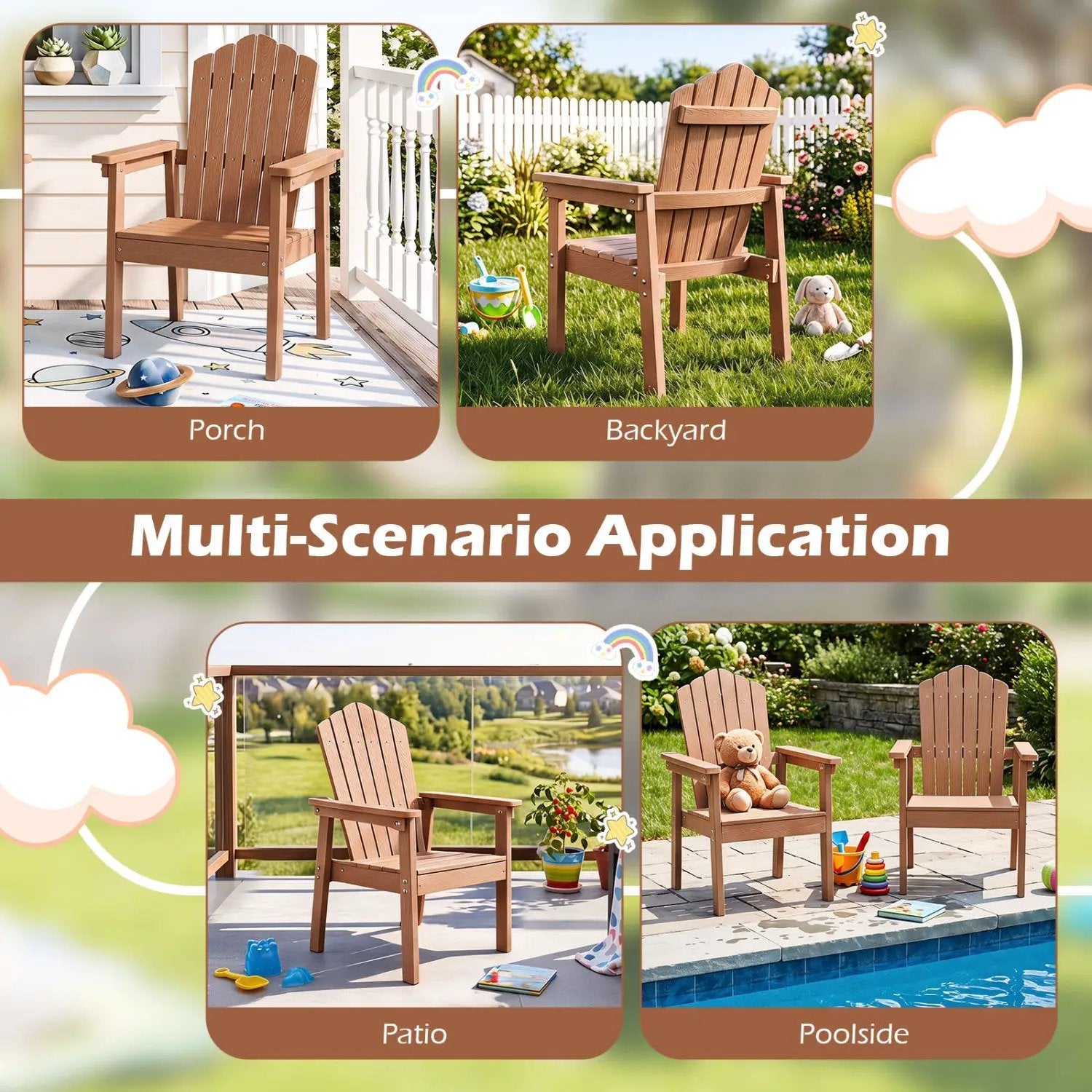 Adirondack Chair with High Backrest and Wide Armrests by DirectDeals