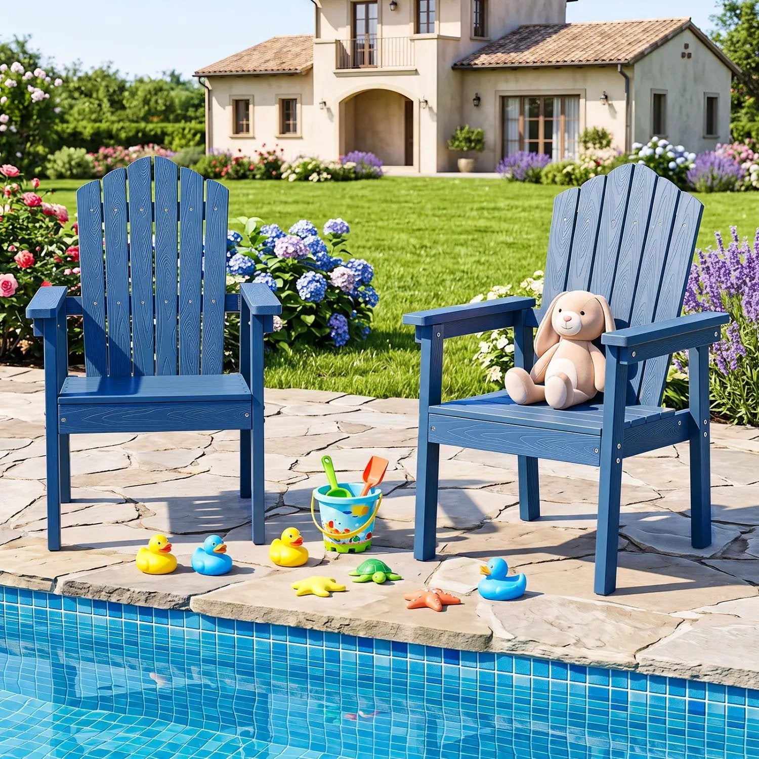 Adirondack Chair with High Backrest and Wide Armrests by DirectDeals