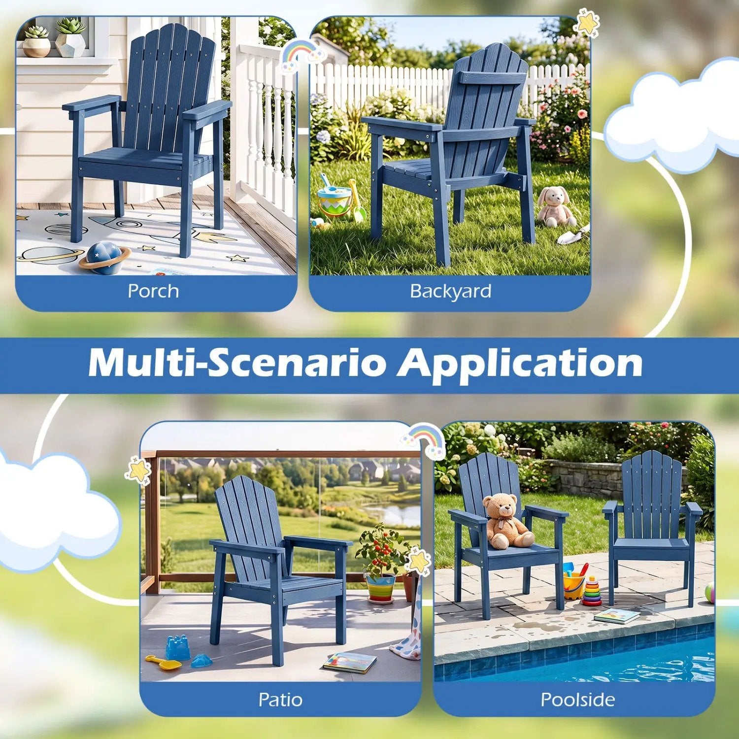 Adirondack Chair with High Backrest and Wide Armrests by DirectDeals