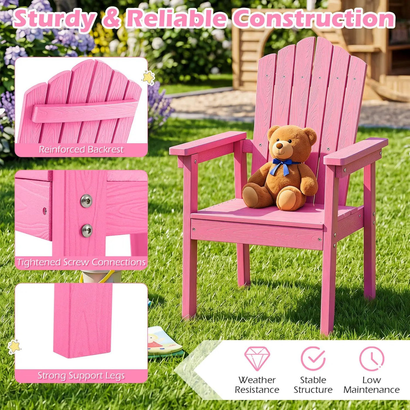 Adirondack Chair with High Backrest and Wide Armrests by DirectDeals