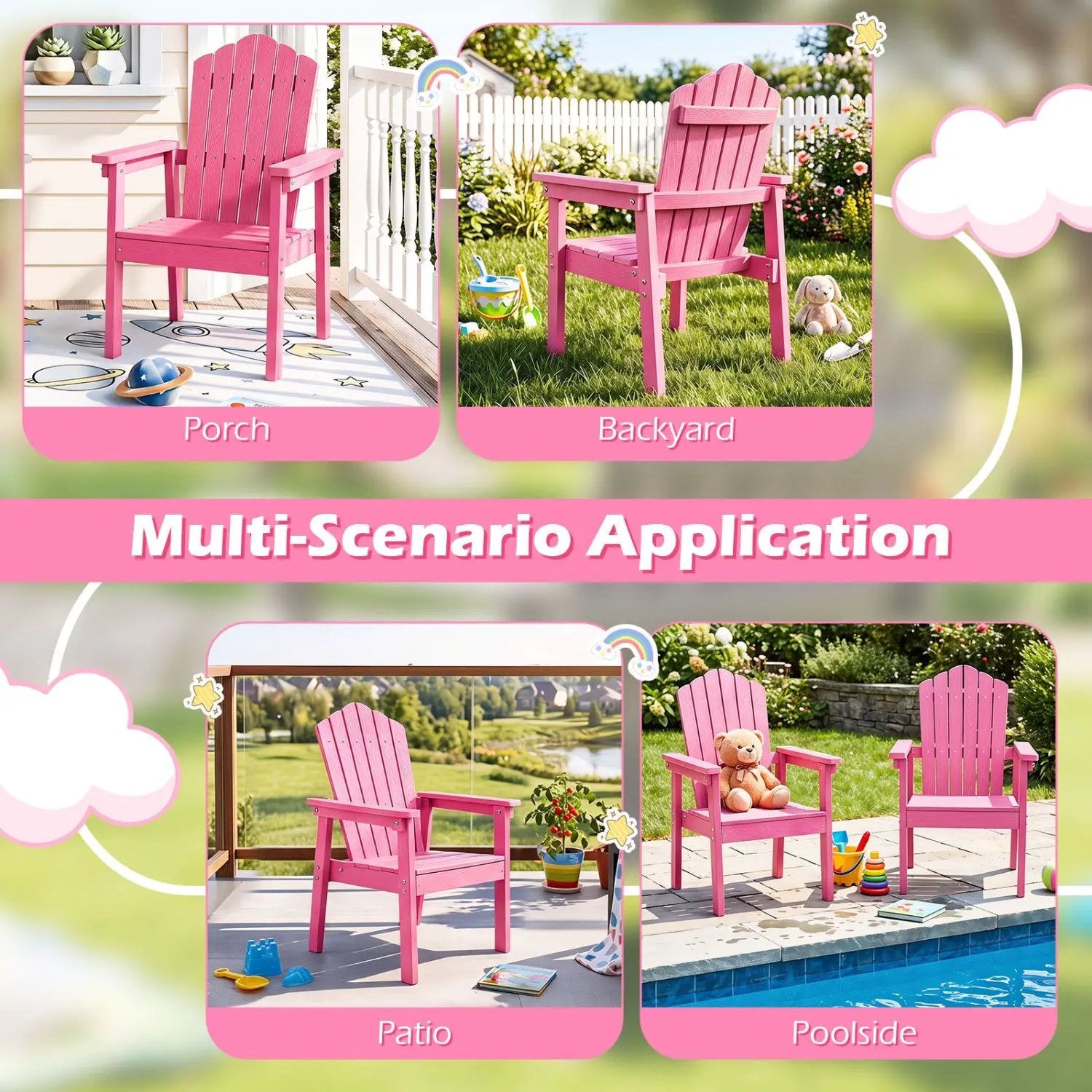 Adirondack Chair with High Backrest and Wide Armrests by DirectDeals
