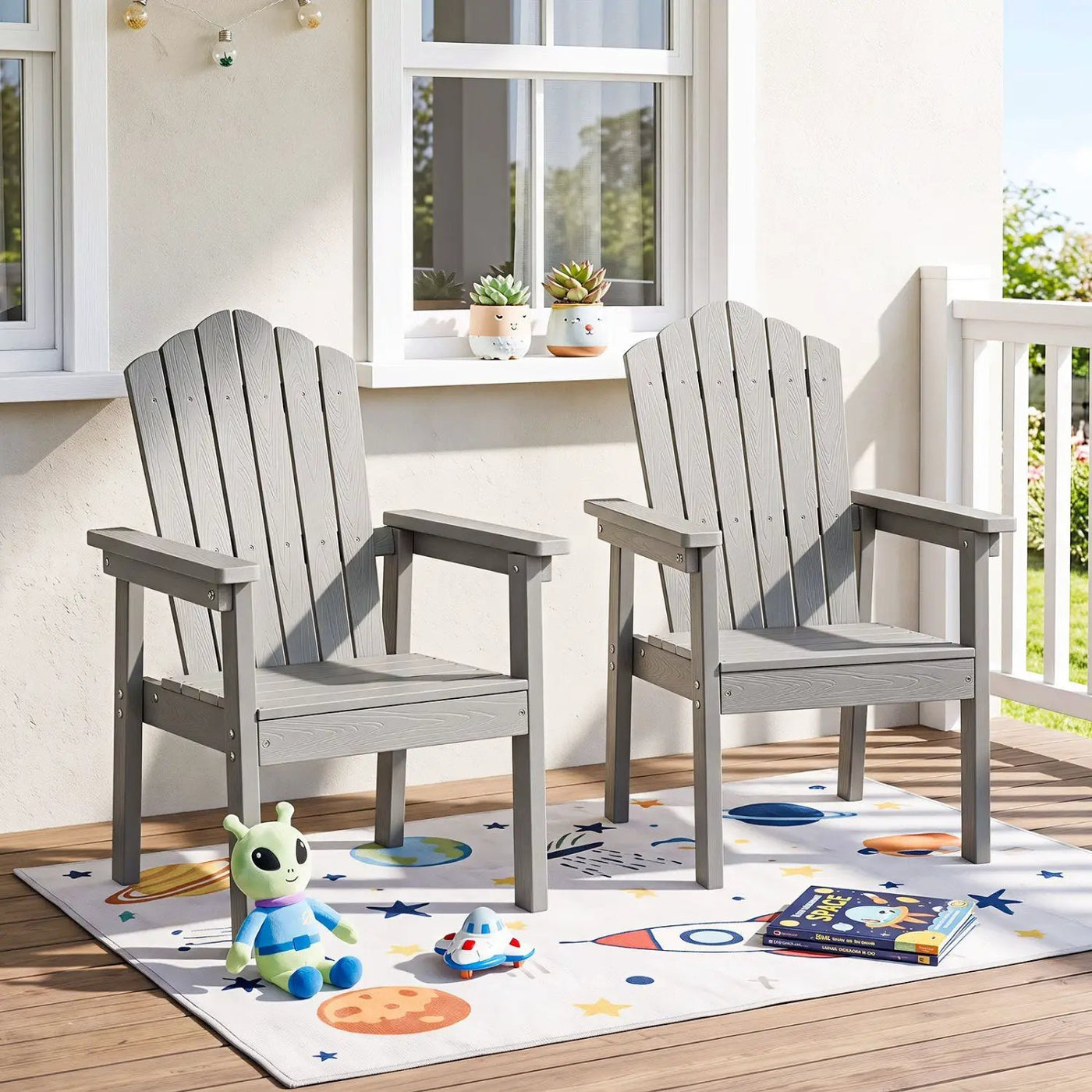 Adirondack Chair with High Backrest and Wide Armrests by DirectDeals