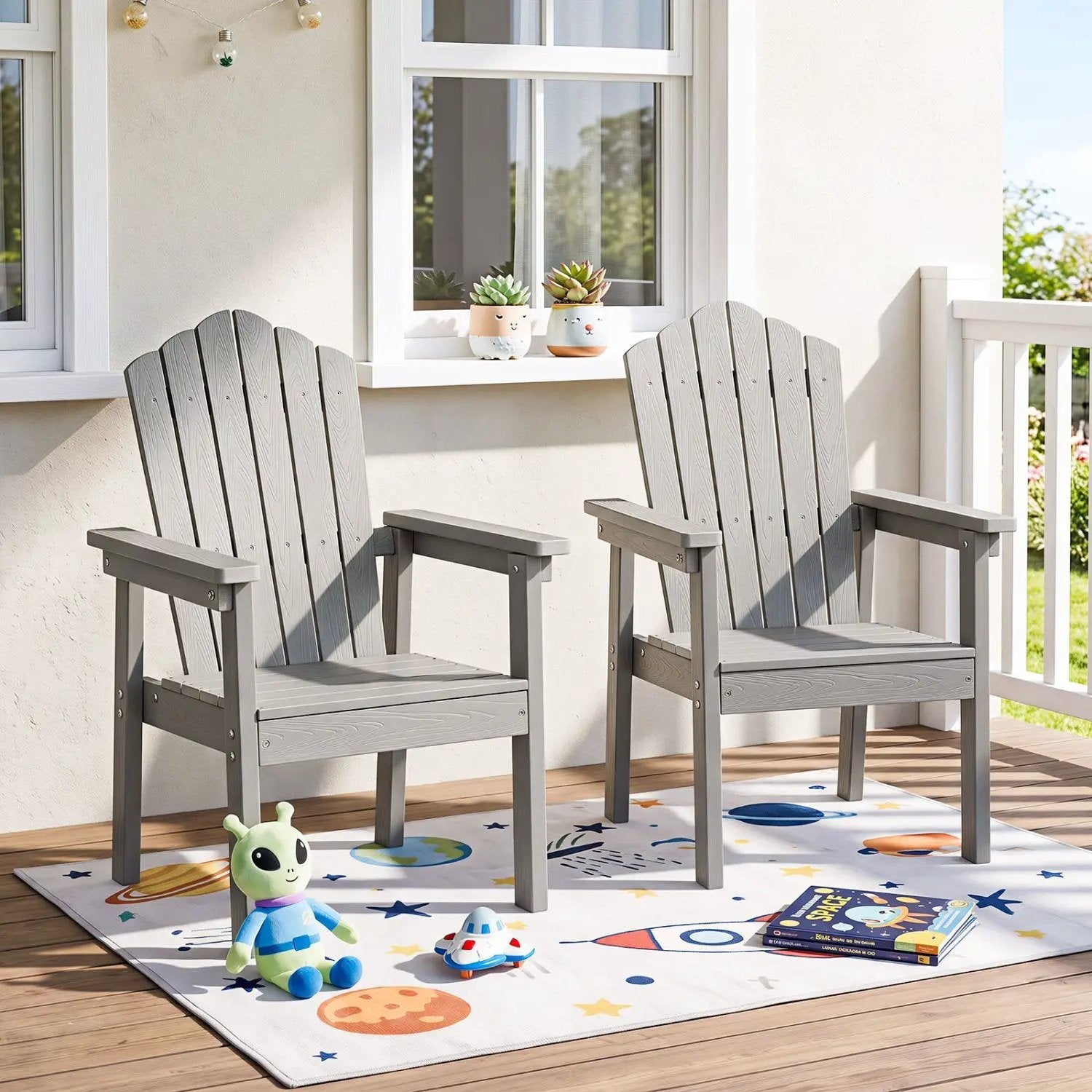 Adirondack Chair with High Backrest and Wide Armrests by DirectDeals