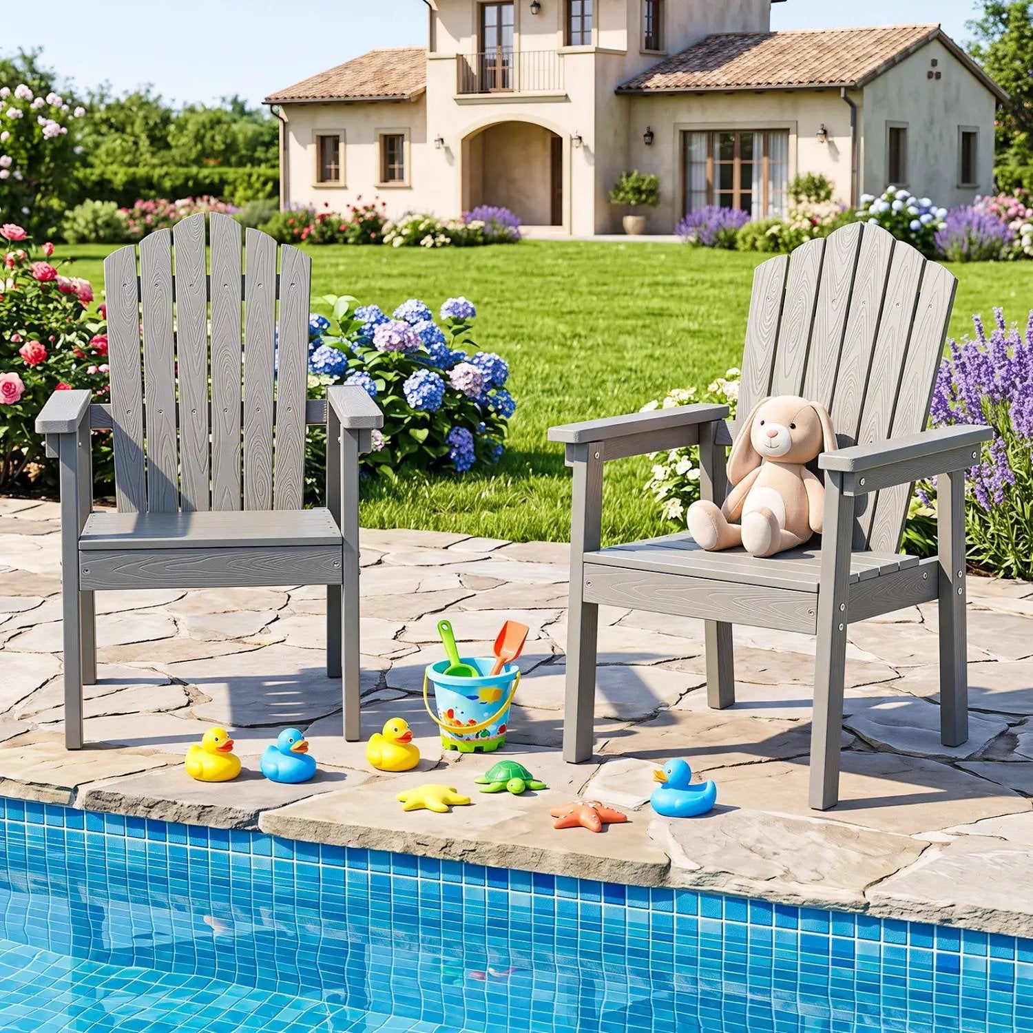 Adirondack Chair with High Backrest and Wide Armrests by DirectDeals