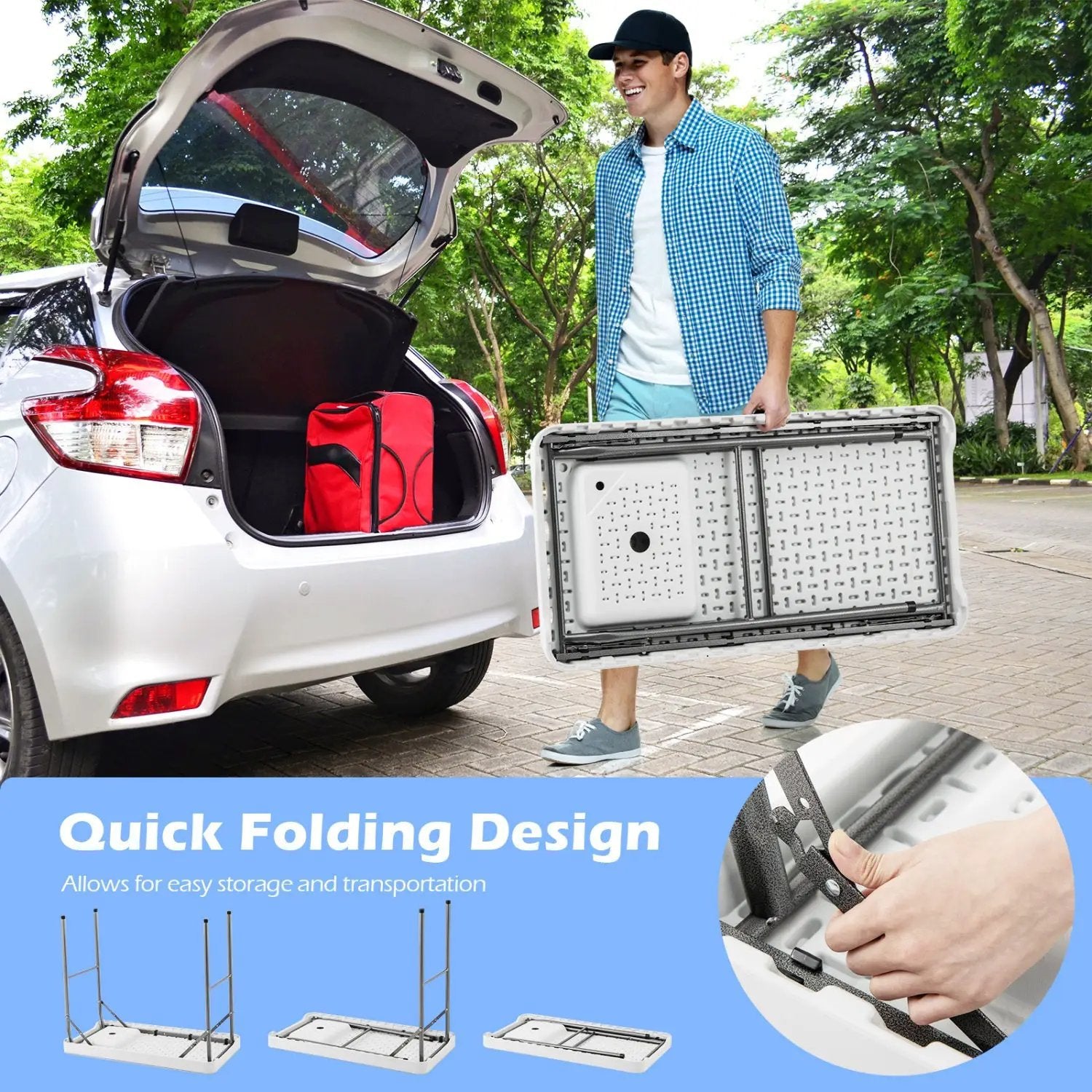 Folding Fish Cleaning Table with Sink and Rotatable Faucet by DirectDeals