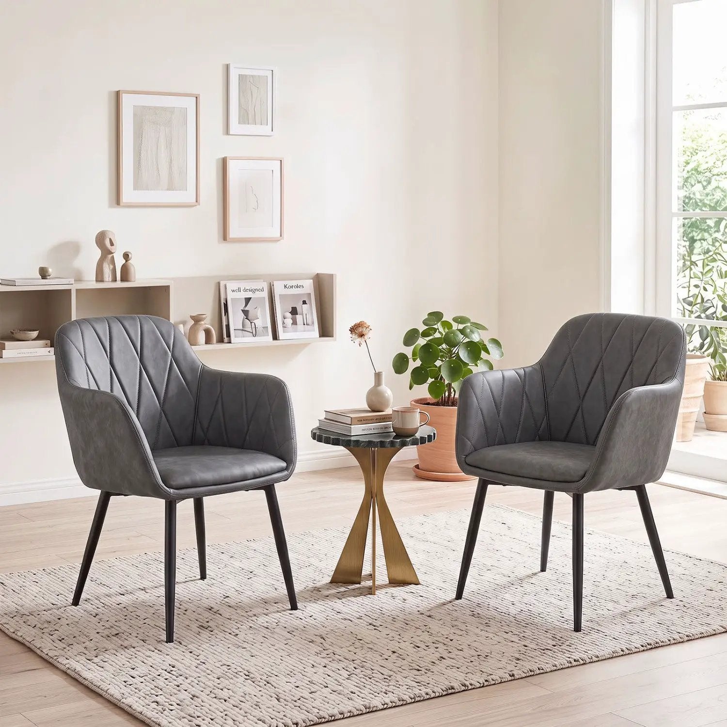 Upholstered Dining Chairs Set of 2 with Curved Back by DirectDeals