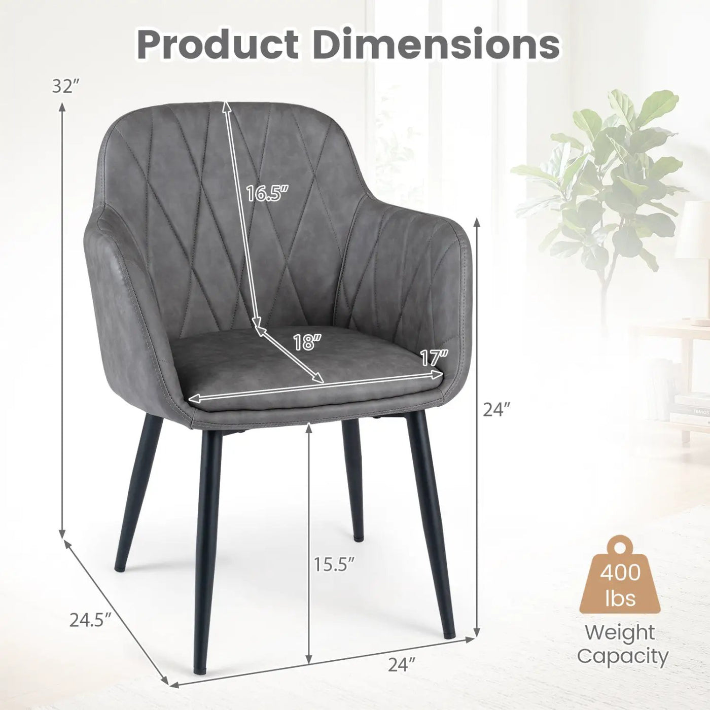 Upholstered Dining Chairs Set of 2 with Curved Back by DirectDeals