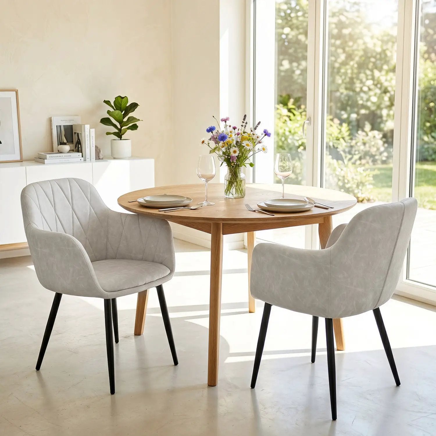 Upholstered Dining Chairs Set of 2 with Curved Back by DirectDeals