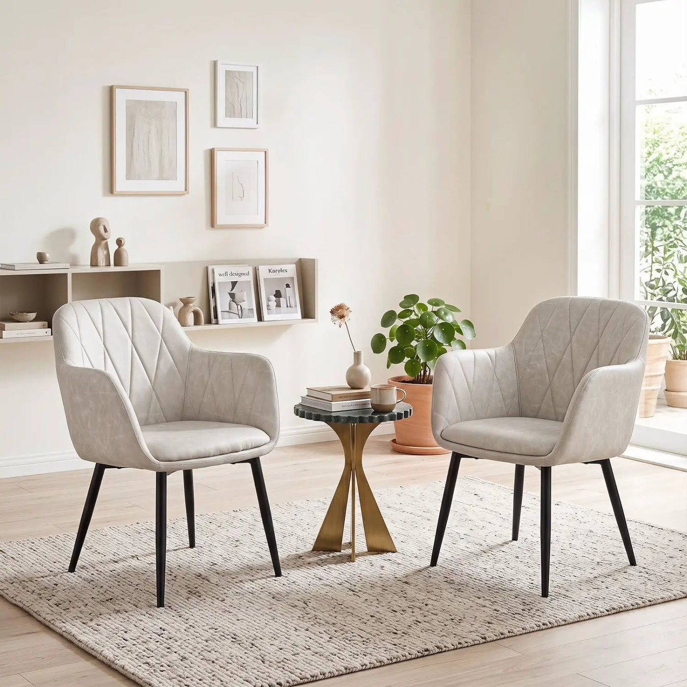 Upholstered Dining Chairs Set of 2 with Curved Back by DirectDeals
