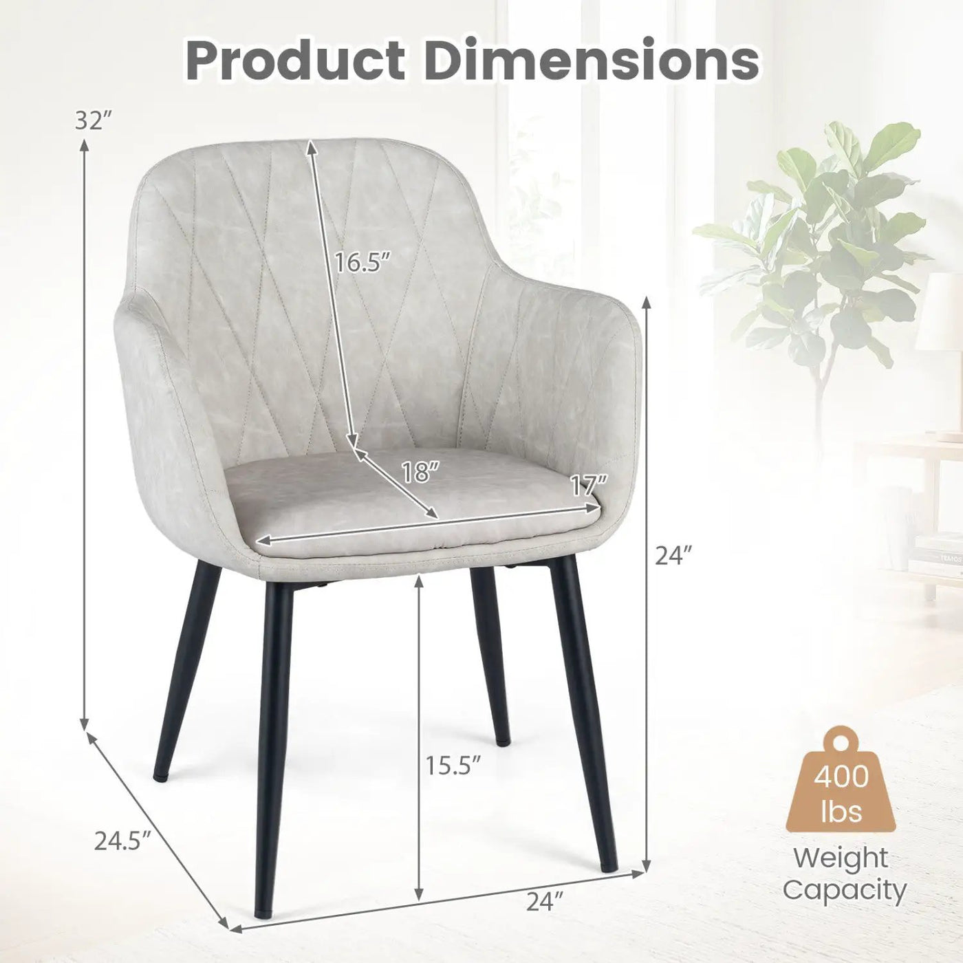Upholstered Dining Chairs Set of 2 with Curved Back by DirectDeals