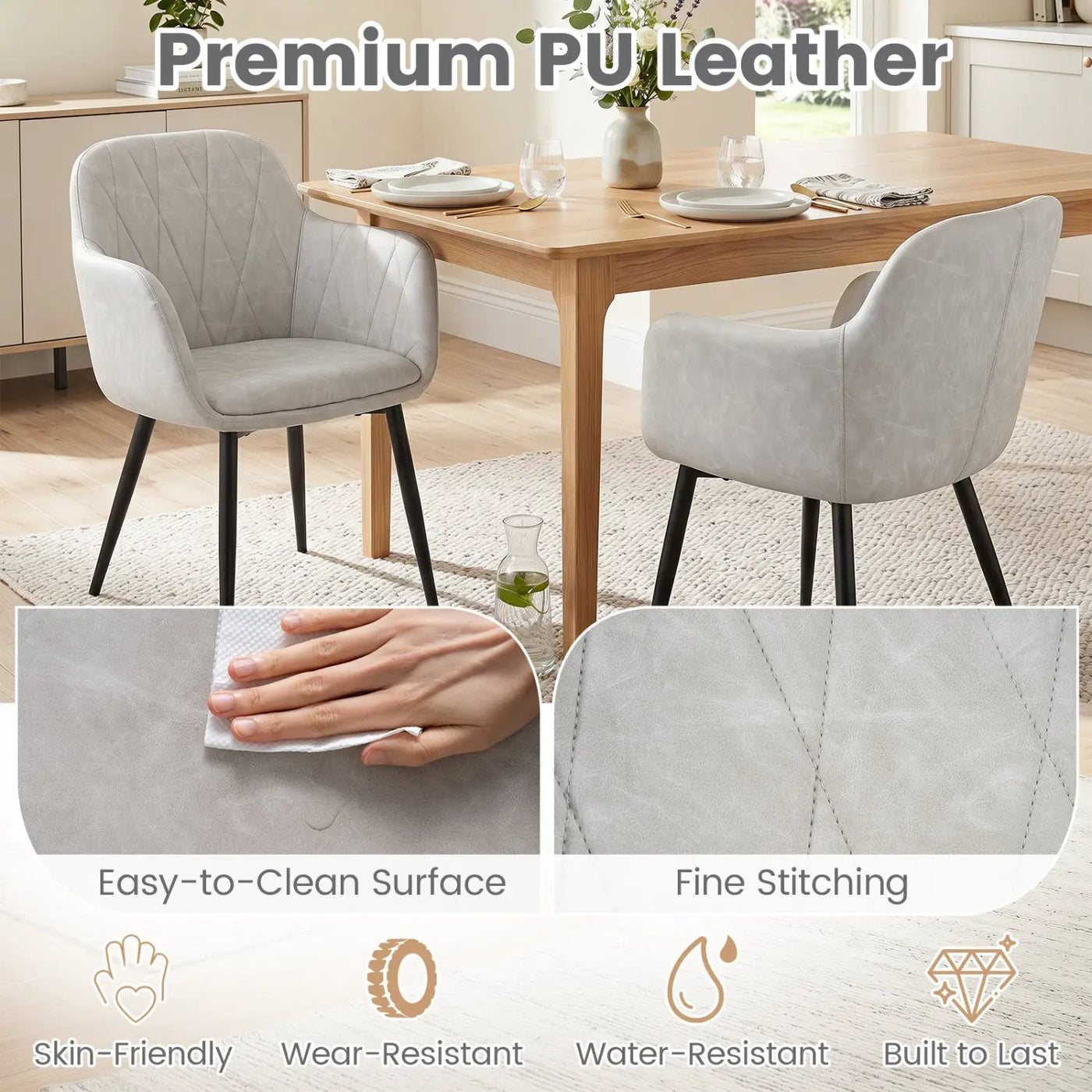 Upholstered Dining Chairs Set of 2 with Curved Back by DirectDeals