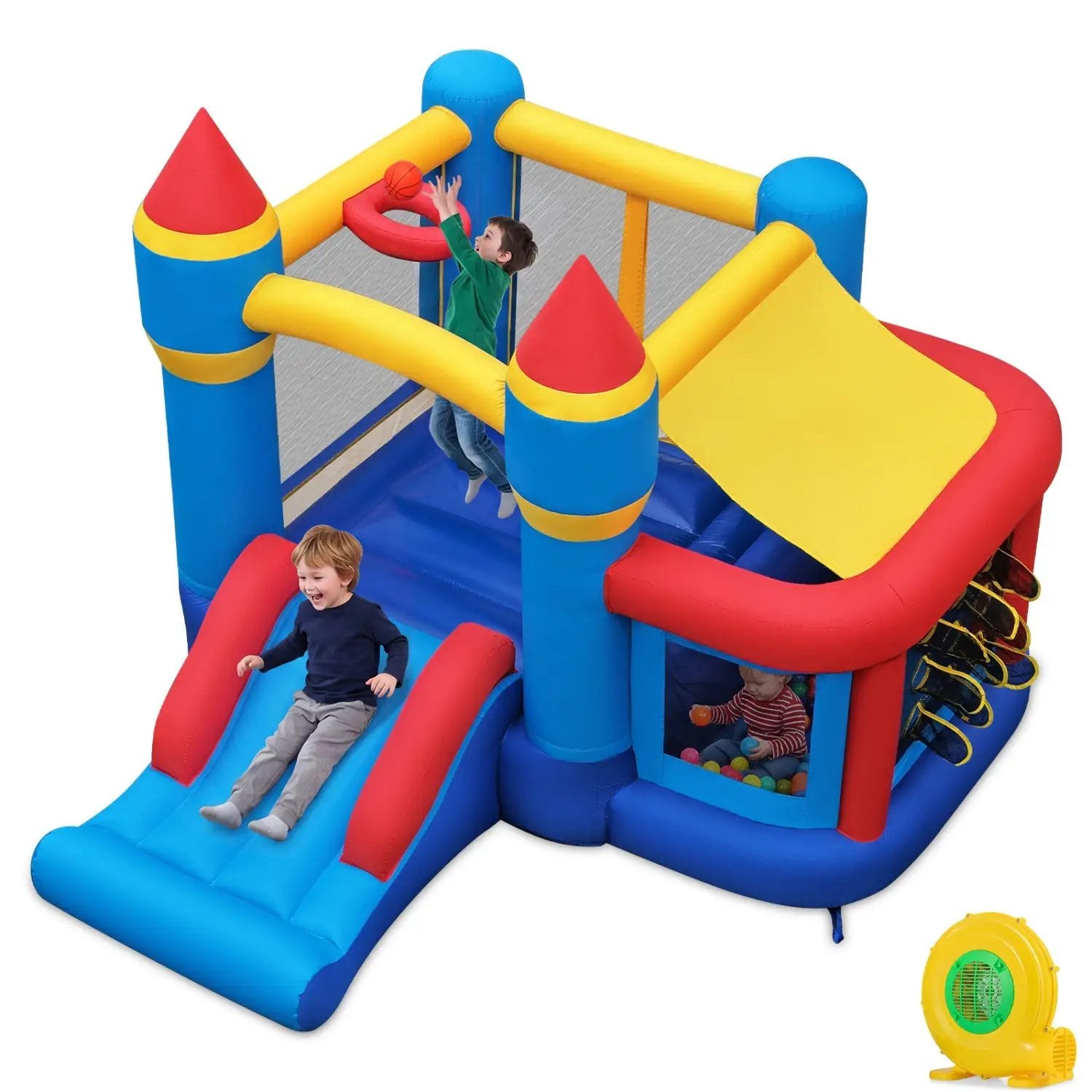Inflatable Bounce House with Slide, Ball Pit & Basketball Hoop by DirectDeals