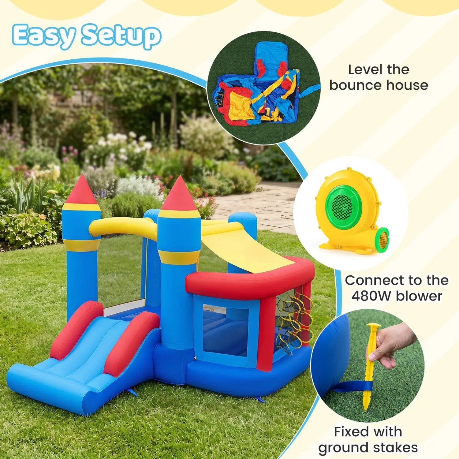 Inflatable Bounce House with Slide and Ball Pit for Kids by DirectDeals