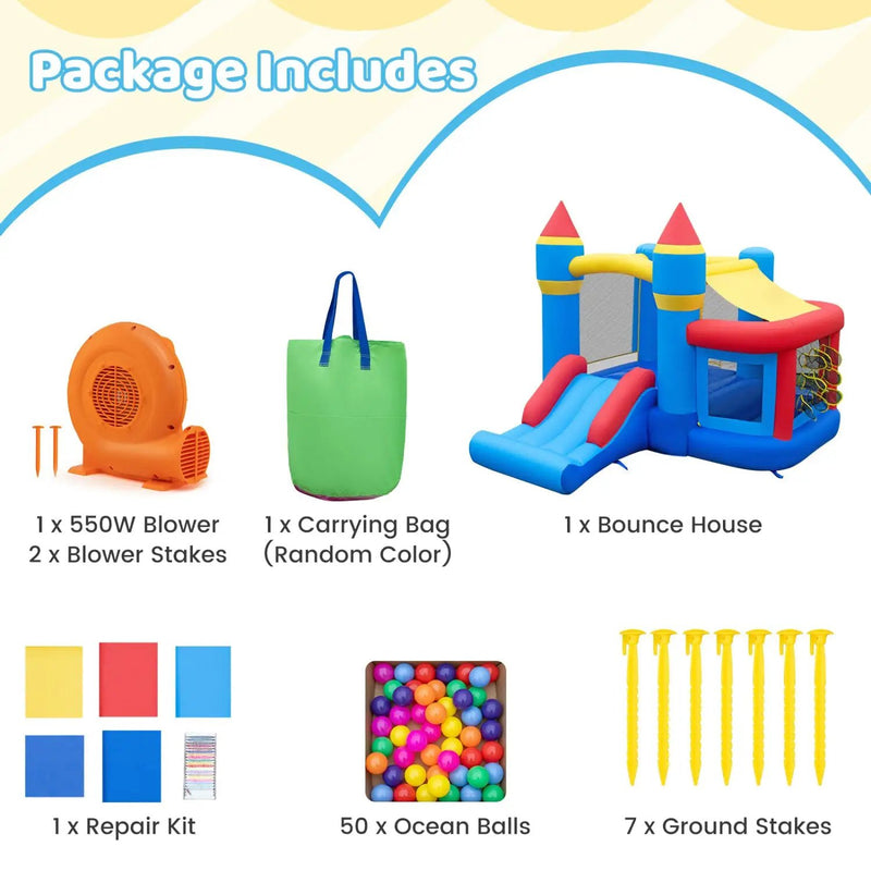 Inflatable Bounce House with Slide, Ball Pit & 550W Blower by DirectDeals