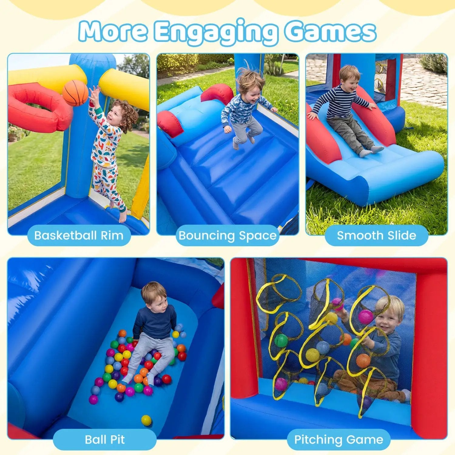 Inflatable Bounce House with Slide, Ball Pit & 550W Blower by DirectDeals