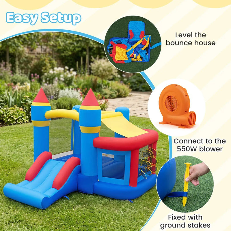 Inflatable Bounce House with Slide, Ball Pit & 550W Blower by DirectDeals