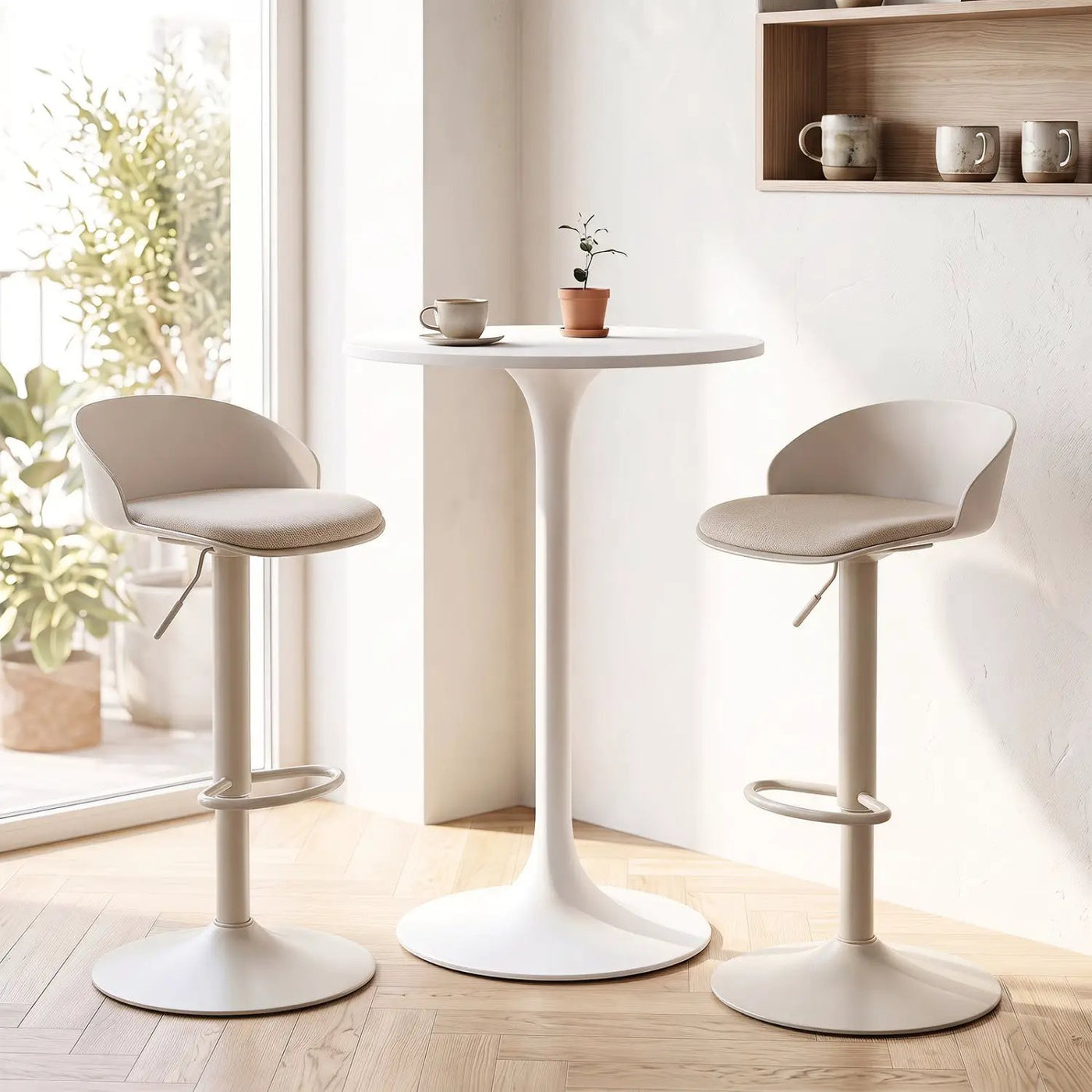 Adjustable Swivel Bar Stools Set of 2 with Back & Footrest by DirectDeals