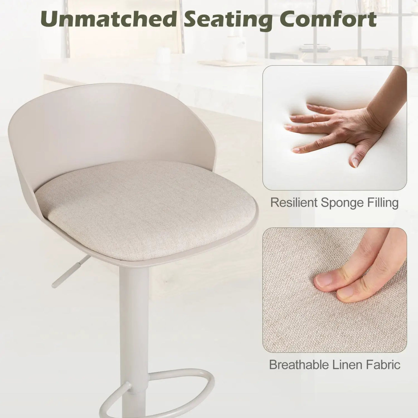 Adjustable Swivel Bar Stools Set of 2 with Back & Footrest by DirectDeals