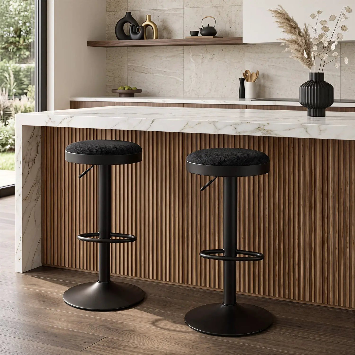 Adjustable Bar Stools Set of 2 with Padded Seat by DirectDeals