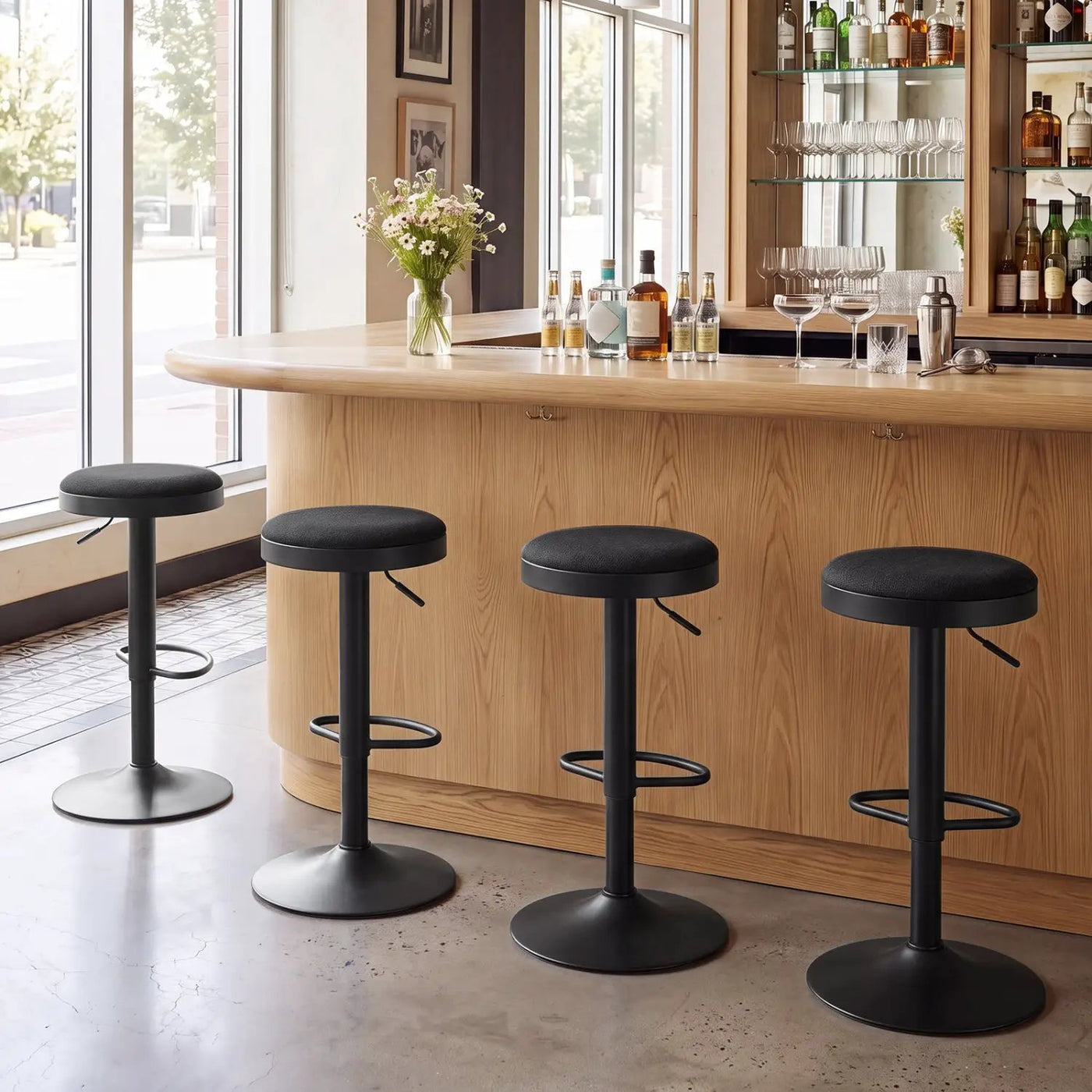 Adjustable Bar Stools Set of 2 with Padded Seat by DirectDeals