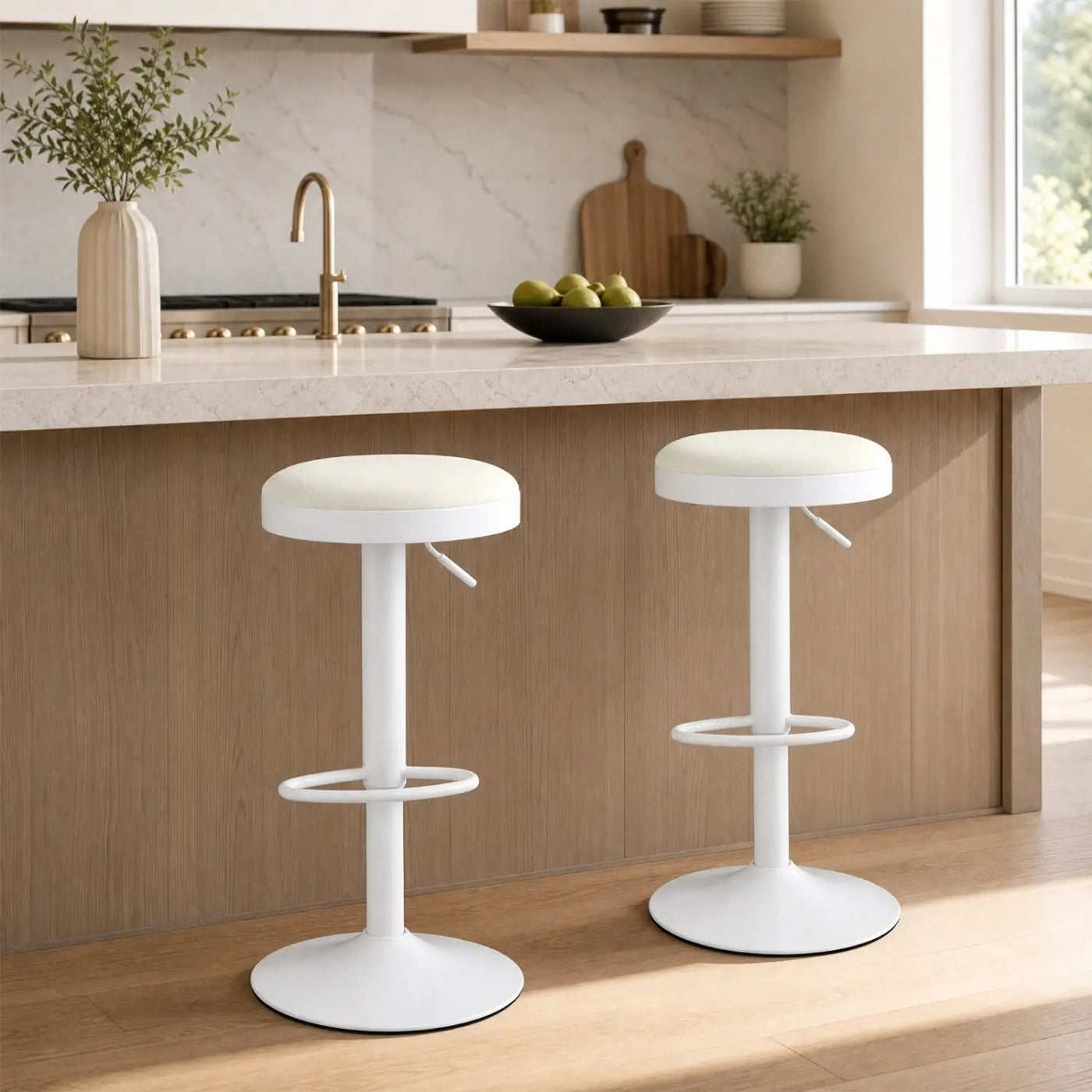 Adjustable Bar Stools Set of 2 with Padded Seat by DirectDeals