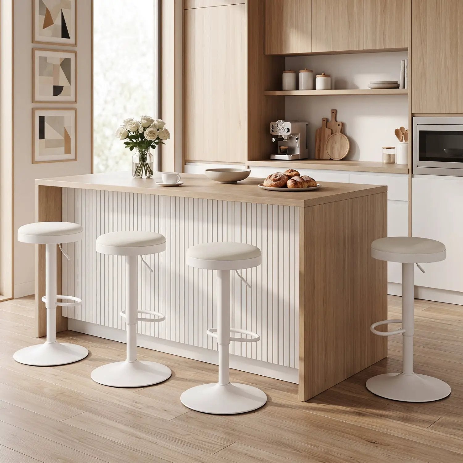 Adjustable Bar Stools Set of 2 with Padded Seat by DirectDeals