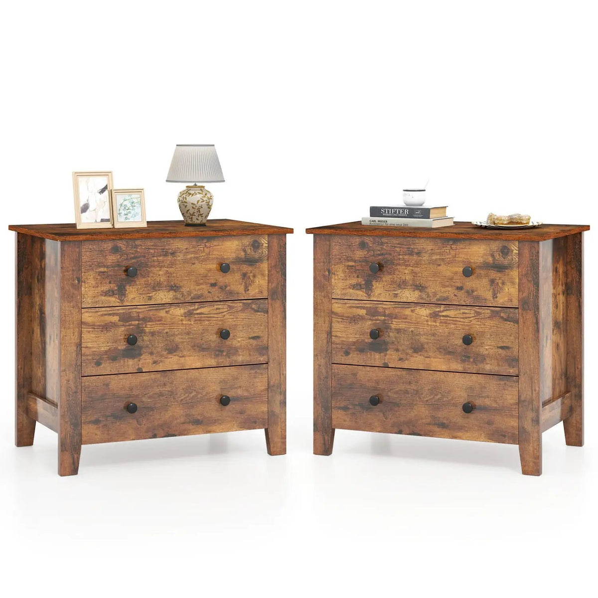 3-Drawer Dresser with Tapered Legs - Rustic Brown by DirectDeals
