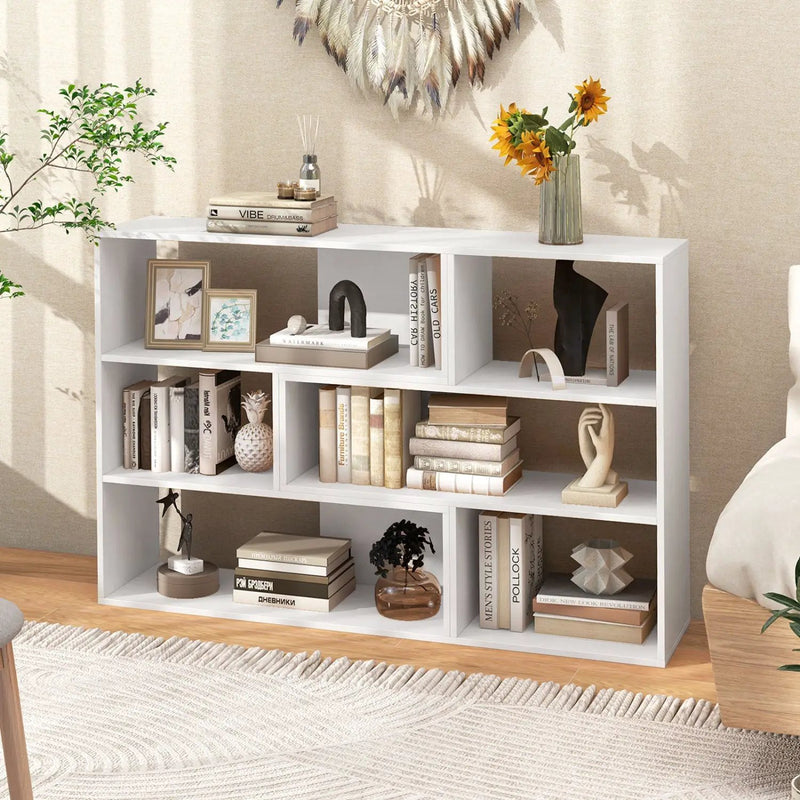Geometric Bookshelf Set with 3 Open Shelves and Anti-Tip by DirectDeals