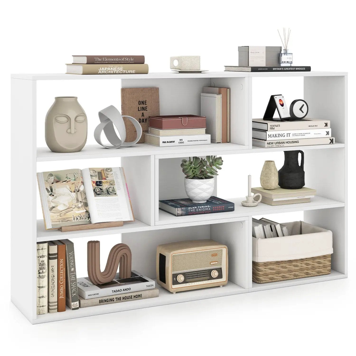 Geometric Bookshelf Set with 3 Open Shelves and Anti-Tip by DirectDeals