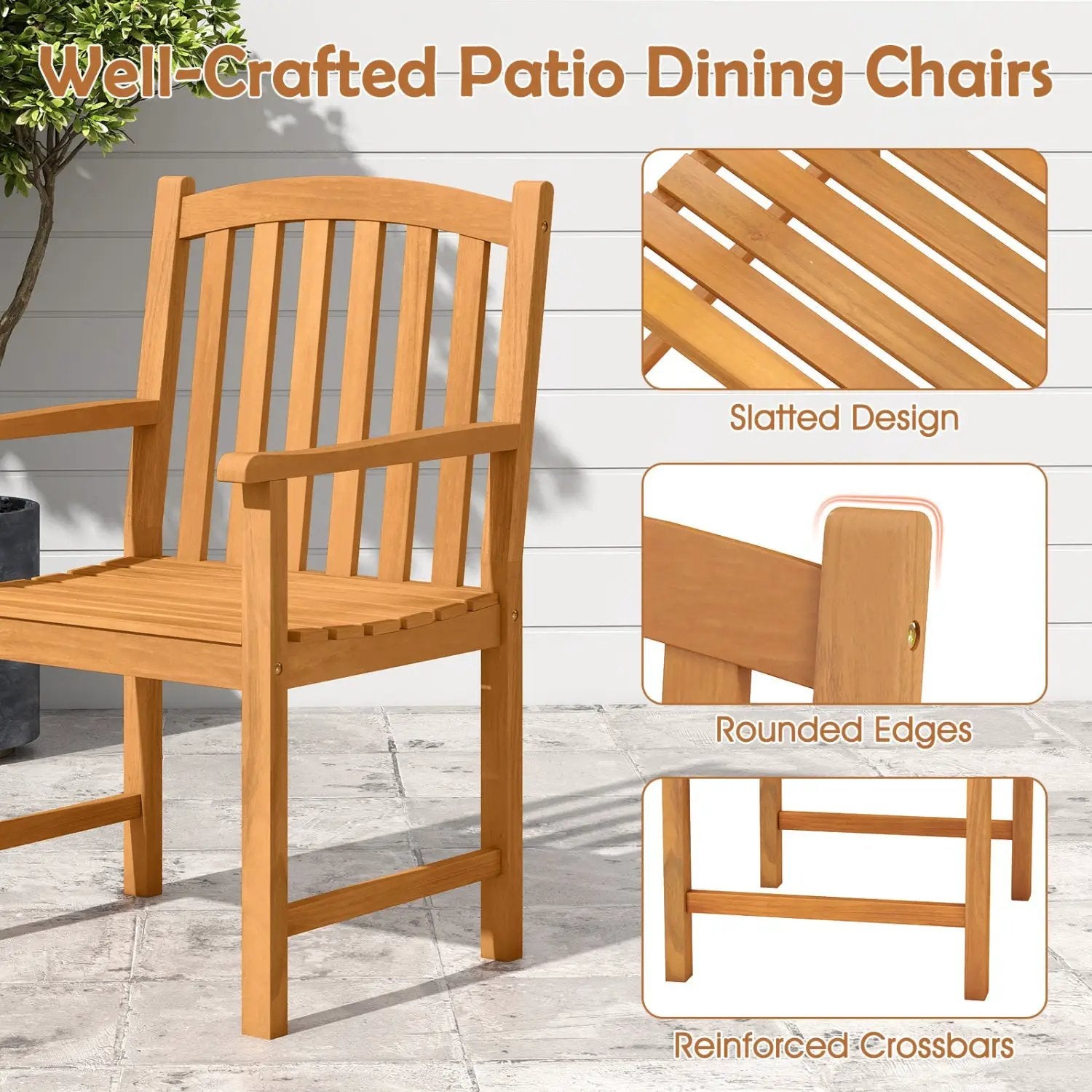 5-Piece Acacia Wood Patio Dining Set for 4 with Umbrella Hole by DirectDeals