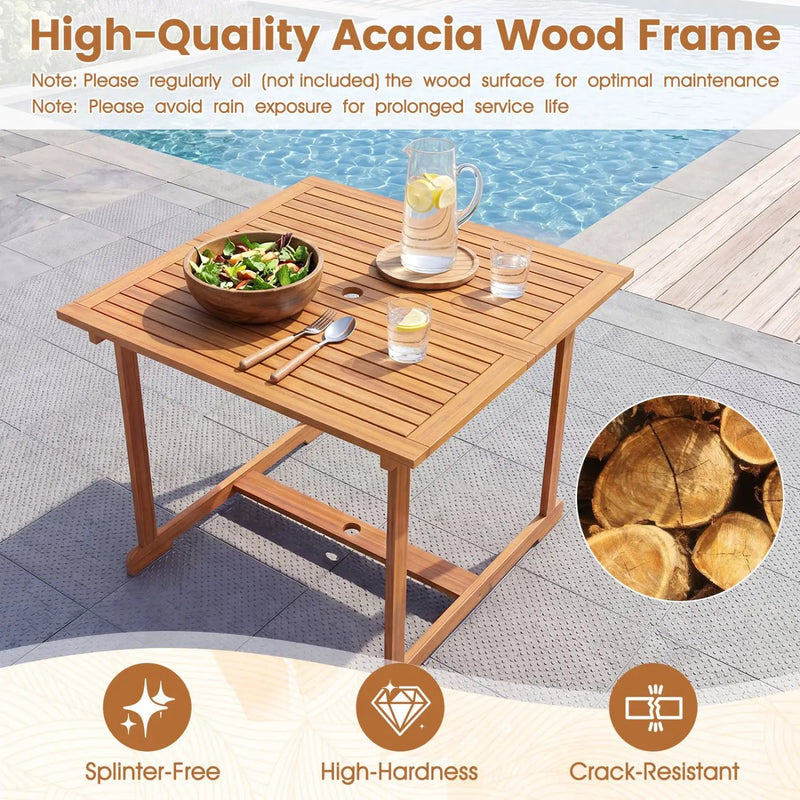 5-Piece Acacia Wood Patio Dining Set for 4 with Umbrella Hole by DirectDeals