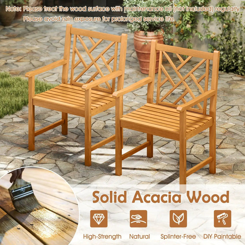 5-Piece Acacia Wood Patio Dining Set for 4 with Armchairs by DirectDeals