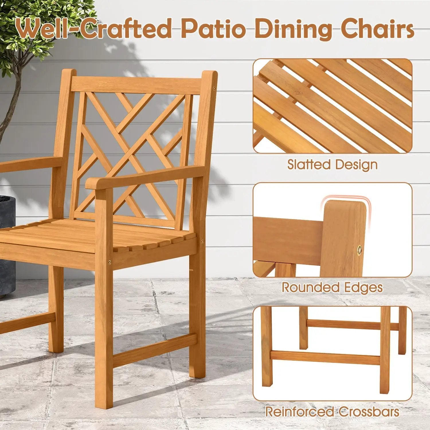 5-Piece Acacia Wood Patio Dining Set for 4 with Armchairs by DirectDeals