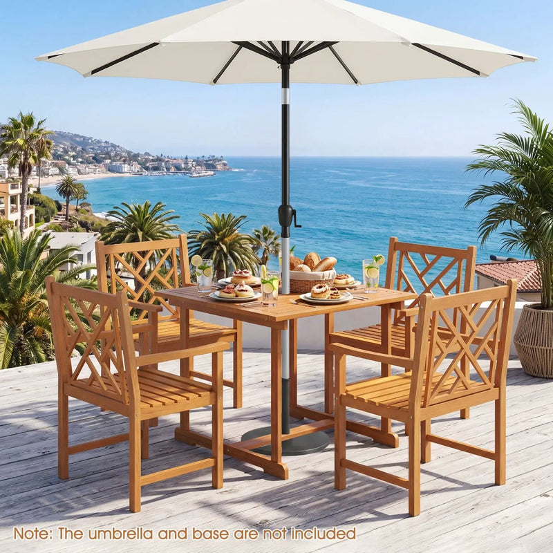 5-Piece Acacia Wood Patio Dining Set for 4 with Armchairs by DirectDeals