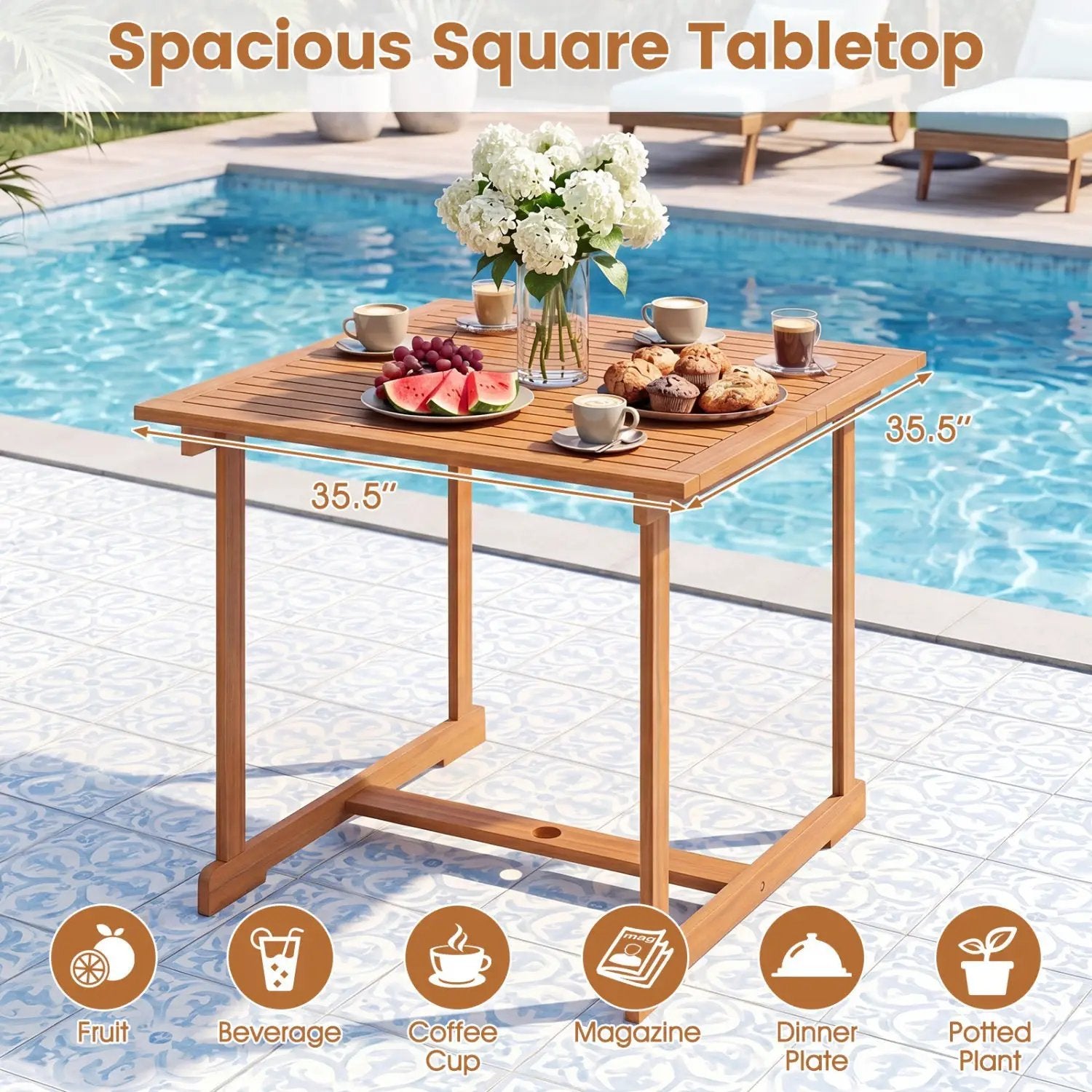 5-Piece Acacia Wood Patio Dining Set for 4 with Armchairs by DirectDeals