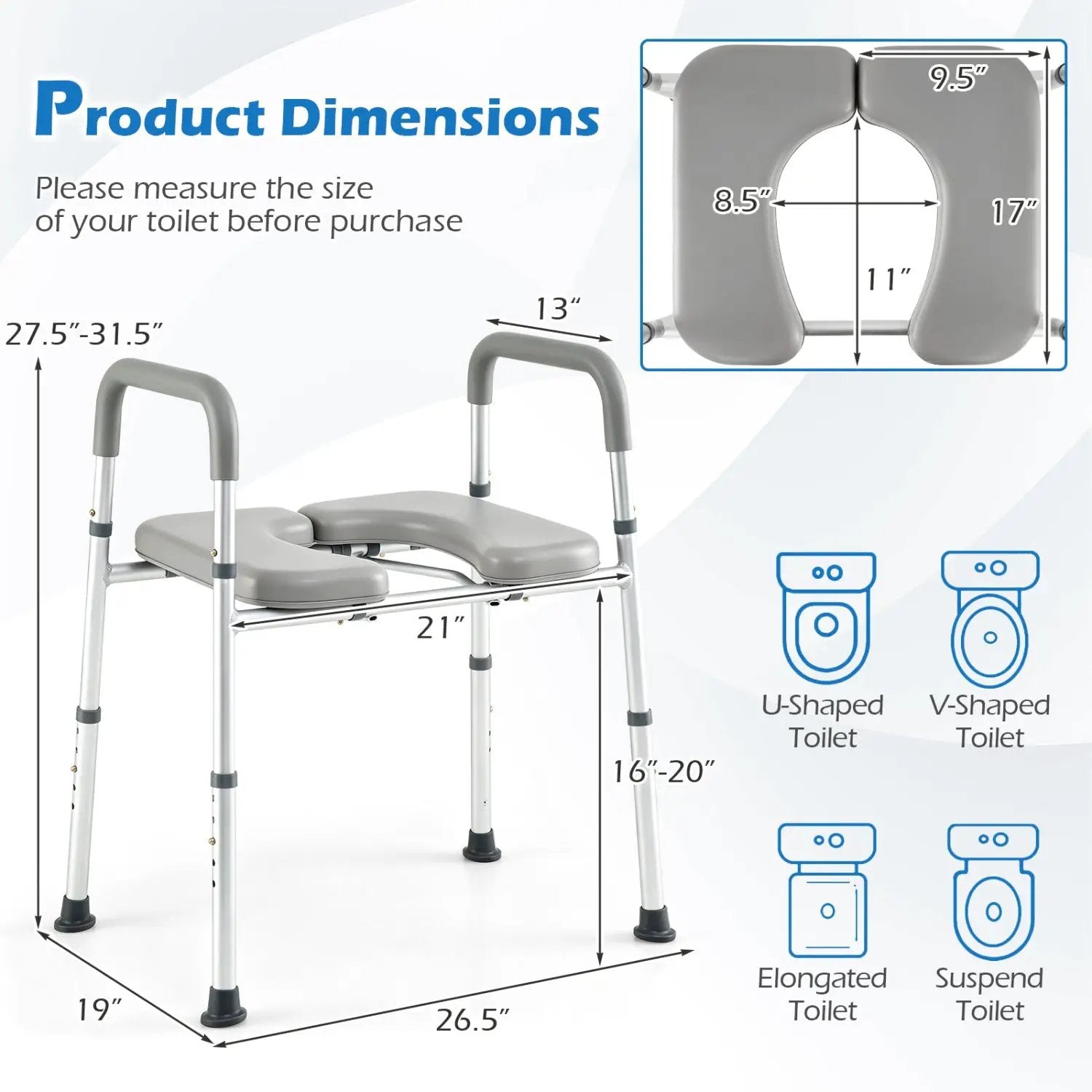 Raised Toilet Seat with Handles - 400 LBS Capacity by DirectDeals
