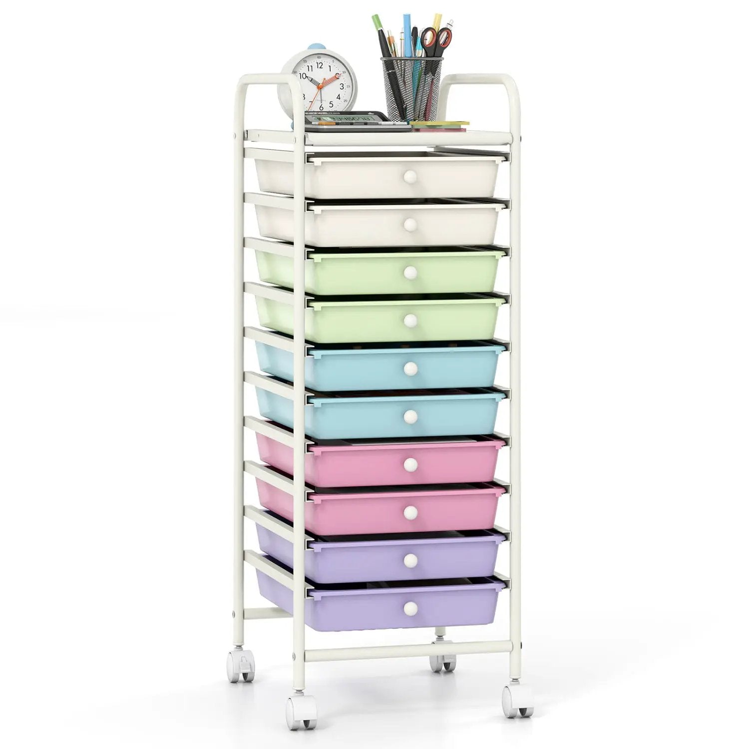 10 Drawer Rolling Storage Cart with Locking Wheels by DirectDeals