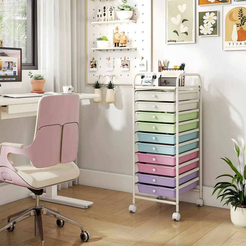 10 Drawer Rolling Storage Cart with Locking Wheels by DirectDeals