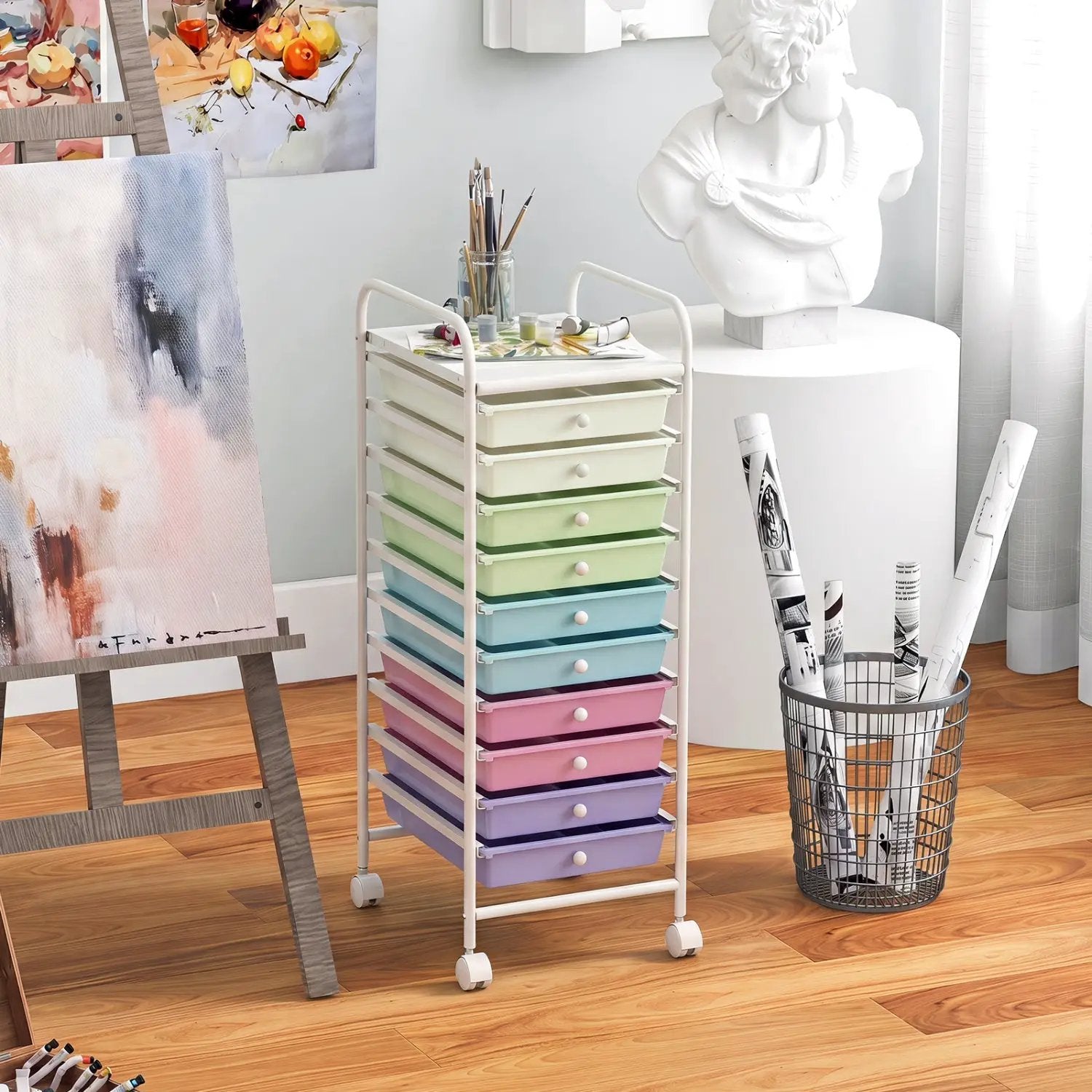 10 Drawer Rolling Storage Cart with Locking Wheels by DirectDeals
