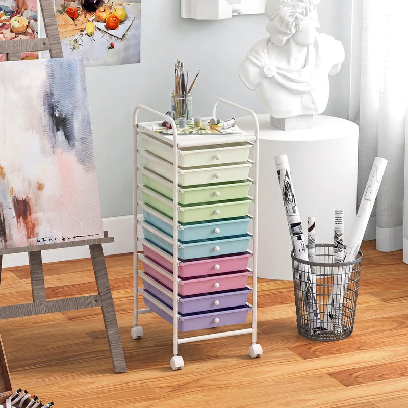 10 Drawer Rolling Storage Cart with Locking Wheels by DirectDeals