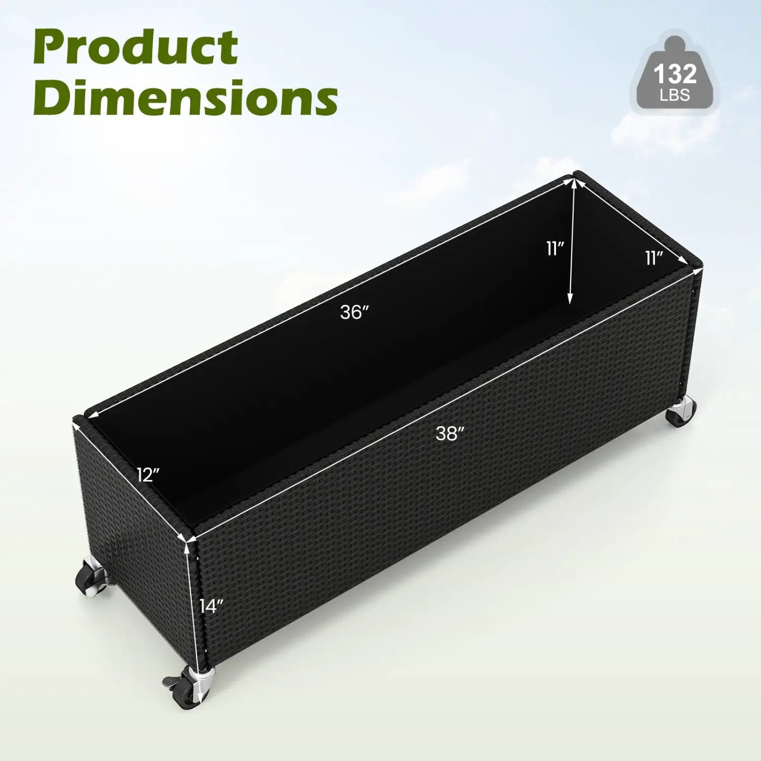 Raised Garden Bed Set of 2 with Wheels and PE Rattan by DirectDeals