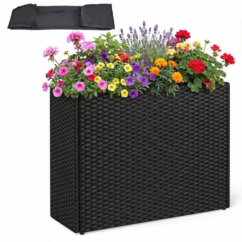 Raised Garden Bed with PE Rattan Wicker and Liner 32" by DirectDeals