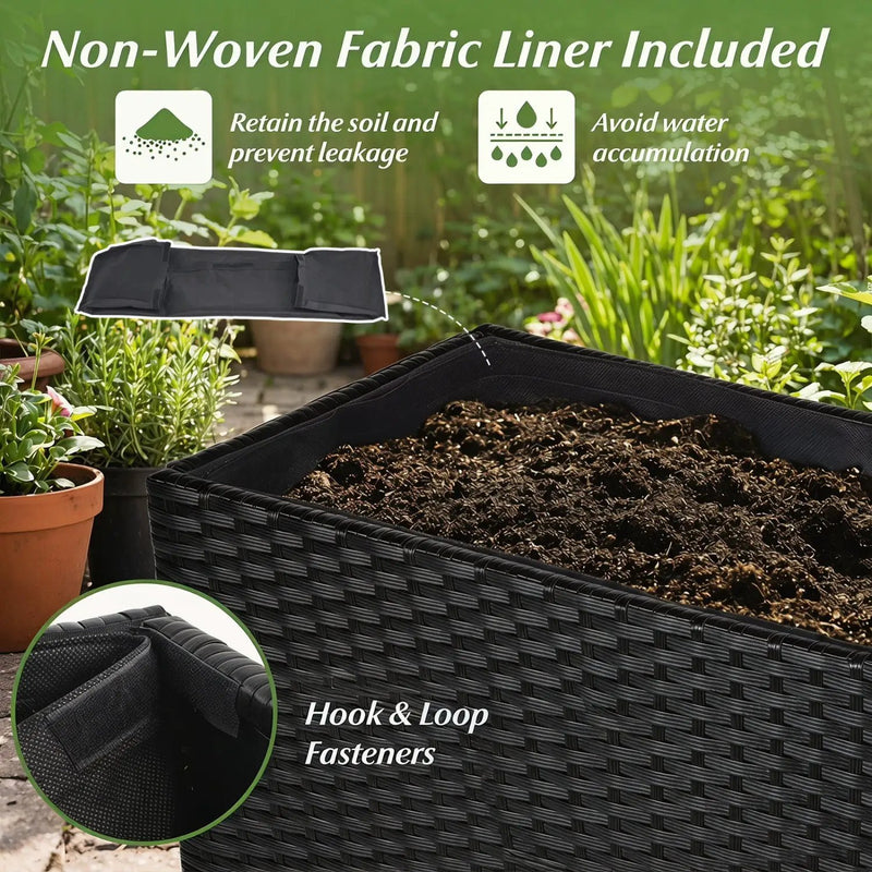 Raised Garden Bed with PE Rattan Wicker and Liner 32" by DirectDeals